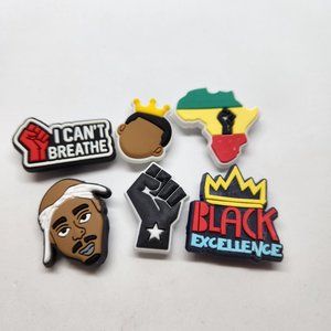 Shoe Charms BLM I Can't Breathe Africa Shape King 6 piece set #9